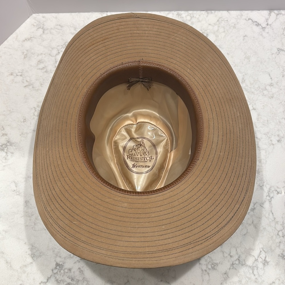 Resistol Self-Conforming Tan Feather Western Cowboy Hat size 7 1/8‎ - Picture 13 of 14